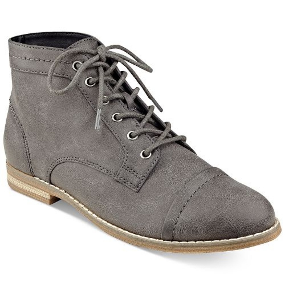Gray Lace Up Oxford Booties Size 7.5